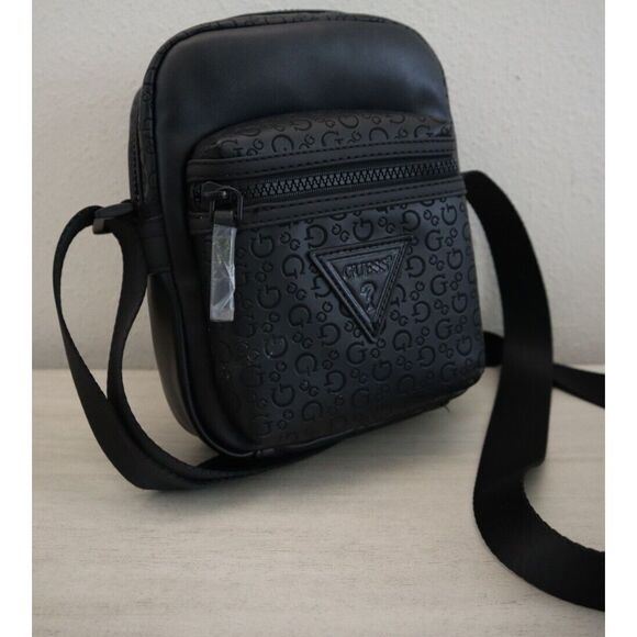 GUESS DB882791 Unisex Black Insignia Triangle & G-Logo Crossbody/Shoulder Bag - Picture 10 of 13